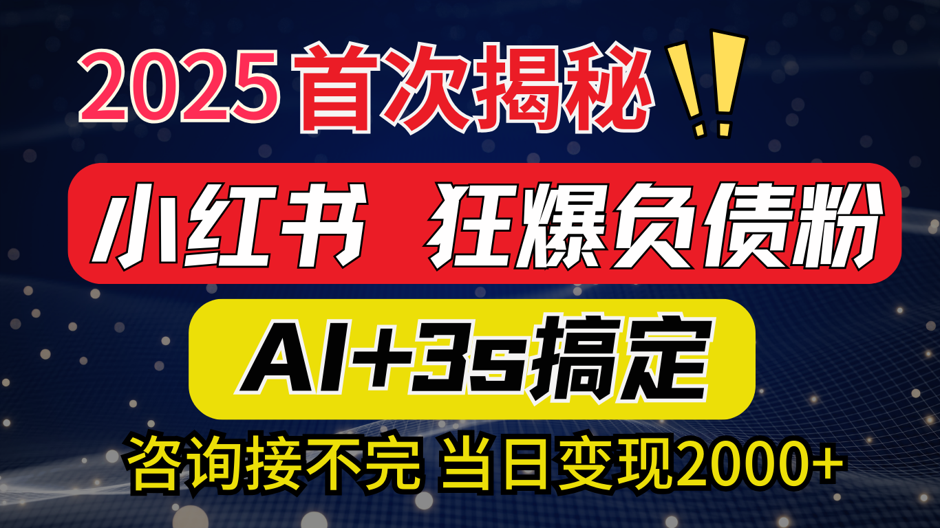2025引流天花板：最新小红书狂暴负债粉思路，咨询接不断，当日入2000+创客之家-网创项目资源站-副业项目-创业项目-搞钱项目创客之家