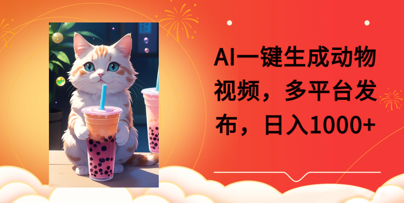 AI一键生成动物搞笑视频，多平台发布，轻松破千万播放，日入2000+创客之家-网创项目资源站-副业项目-创业项目-搞钱项目创客之家