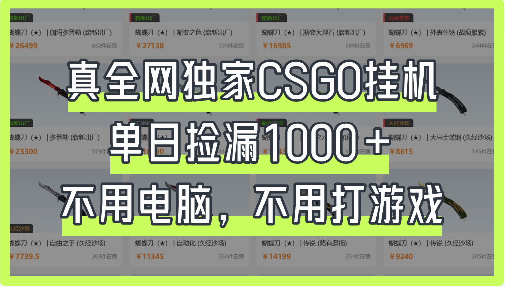 真全网独家CSGO挂机，单日捡漏1000+创客之家-网创项目资源站-副业项目-创业项目-搞钱项目创客之家