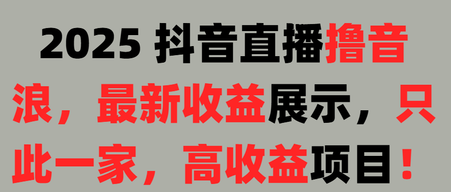 2025 抖音直播撸音浪，最新收益展示，只此一家，高收益项目！创客之家-网创项目资源站-副业项目-创业项目-搞钱项目创客之家